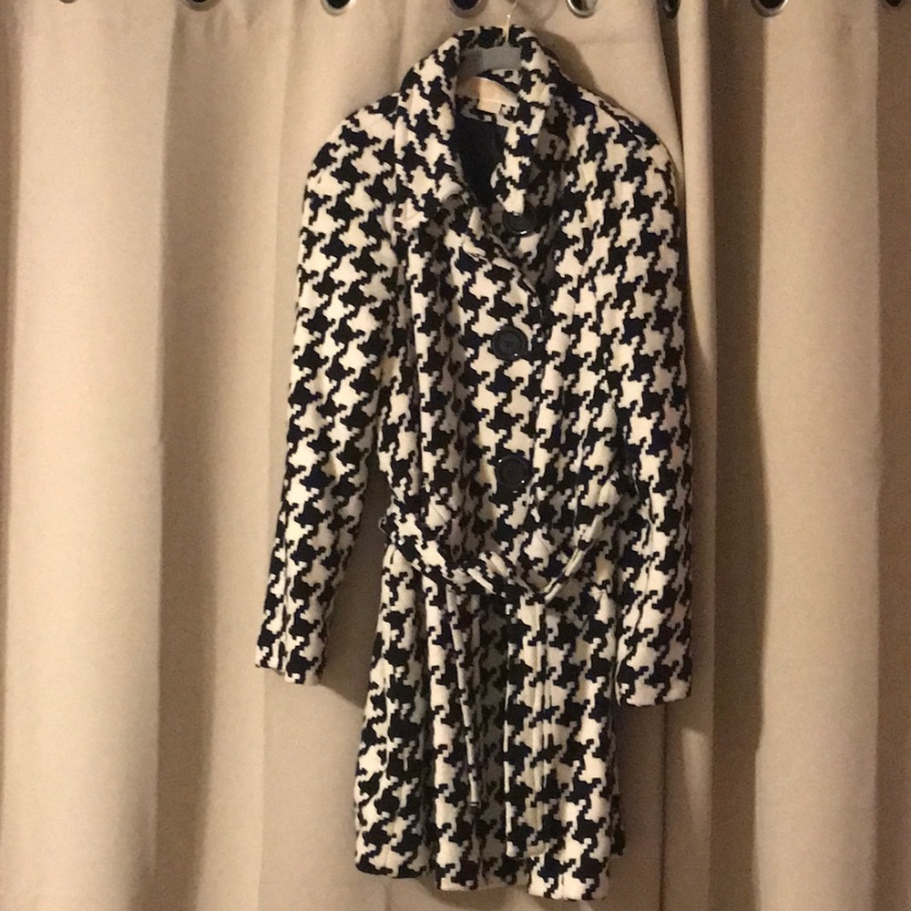 MICHAEL Michael Kors Black and White Houndstooth Coat
